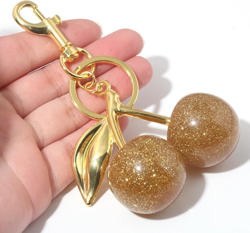 SORGERLY Cherry Bag Charm Keychain - Cute Purse Handbag Fruit Accessories - Beautiful Birthday Gift for Women - Image 3